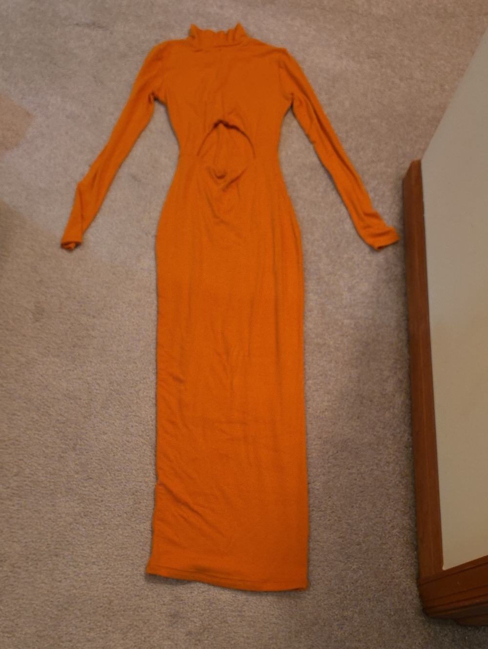 naked wardrobe Orange Long Sleeve Cutout Maxi Dress